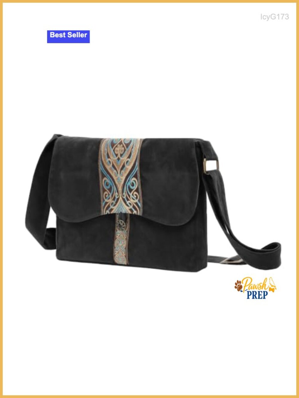 Boho Renaissance Crossbody Purse Faux Suede Embroidered Adjustable Strap
